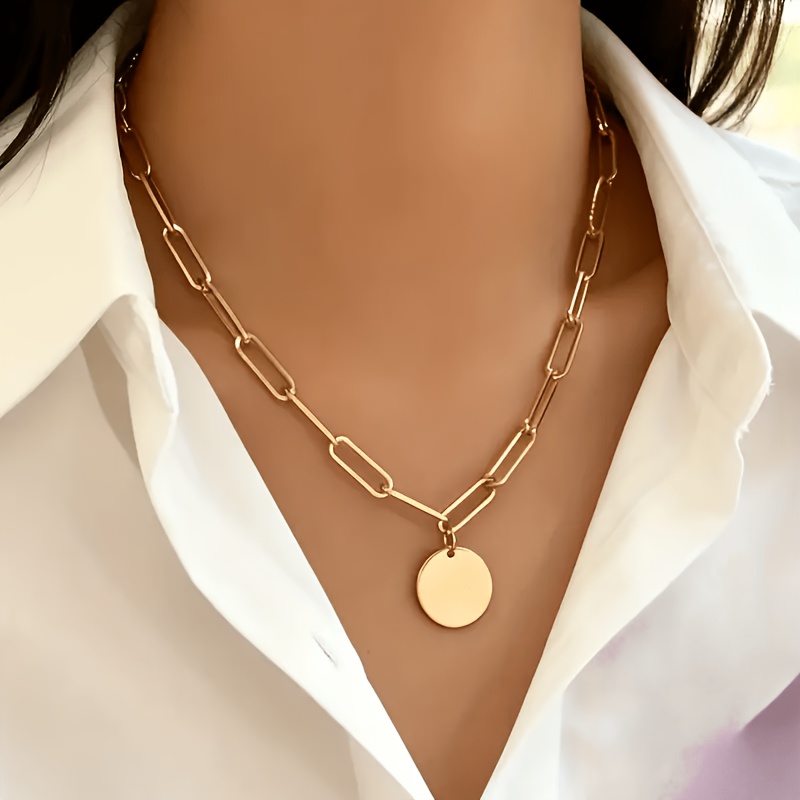 Women's Stylish Punk Chain Round Disc Necklace